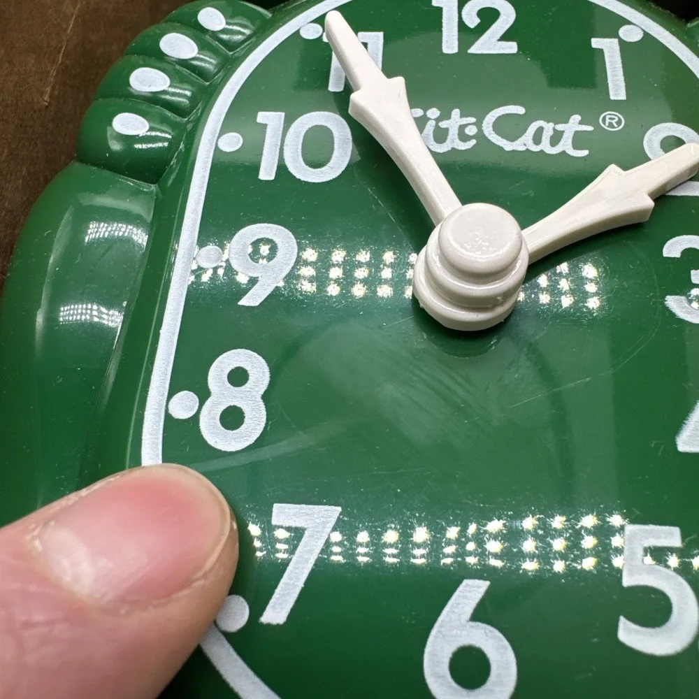 Kit-Cat Klock Hunter Green White Bow Rare OG box - not used only stored
